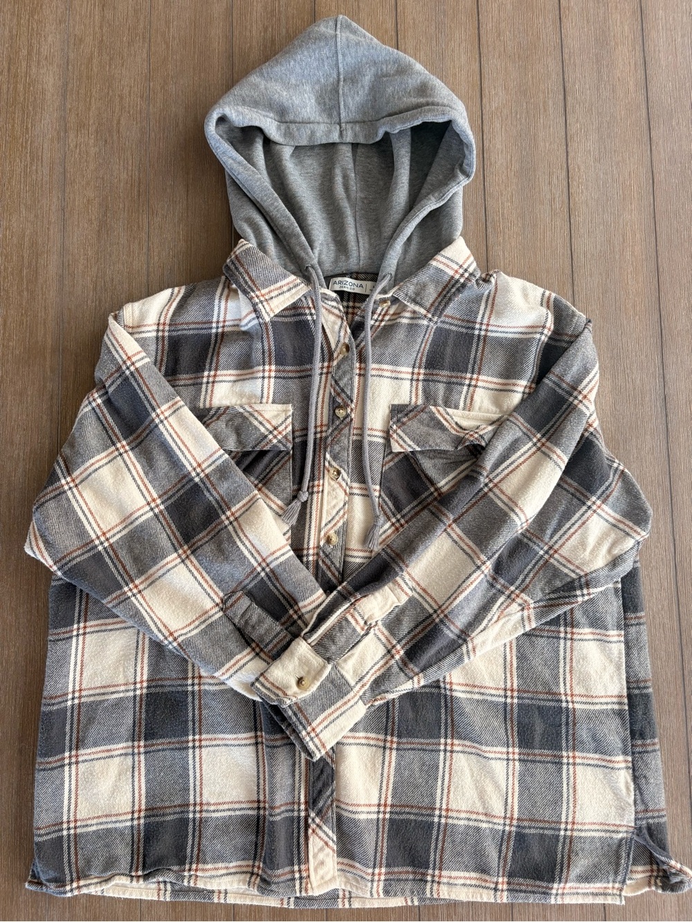 🍂Women’s Plaid Hooded Shacket - Gray,Cream,& Rust Color🍂